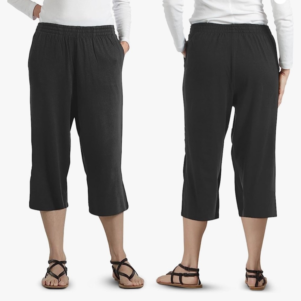 Pembrook Capri Pants for Women Cotton Jersey Knit with Elastic Waist